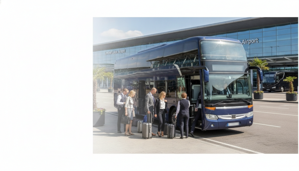 Organising Group Tours: Your Luton Airport Transfer Solution — executive coach meeting a group at Luton Airport