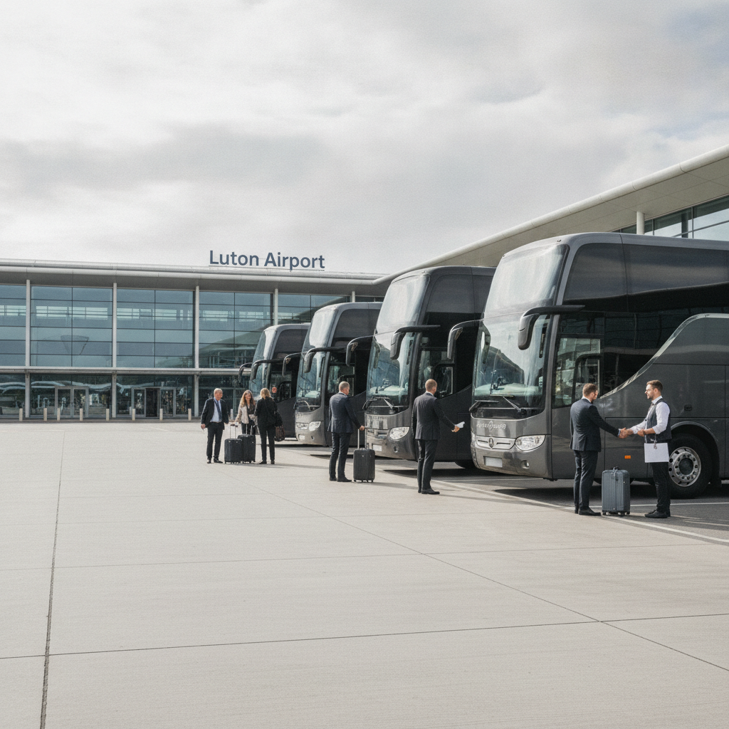 Meet & Greet at Luton — executive coach meeting a group at Luton Airport
