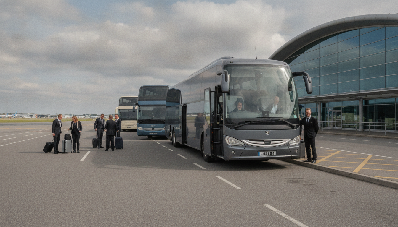 A Guide to Booking Your Group Coach Transfer from Luton — executive coach meeting a group at Luton Airport
